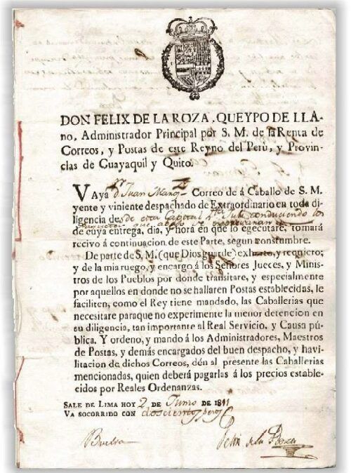 LOS VAYAS O PARTES DE CONDUCCIÓN DE LOS CORREOS ORDINARIOS Y EXTRAORDINARIOS EN LA AMÉRICA MERIDIONAL (parte II)