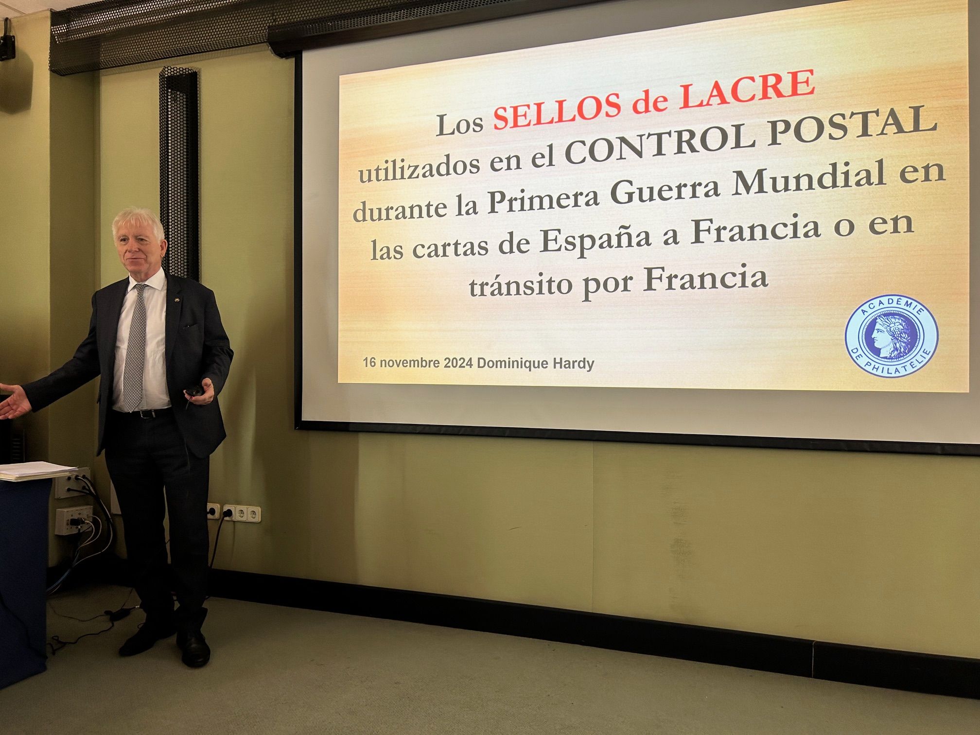 Resumen de la intervención del académico titular de la Académie de Philatélie, D. Dominique Hardy en la sesión académica de 16 de noviembre de 2024