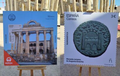 Presentación sellos “64 EXFILNA 2026. Mérida. Templo de Diana” y “Numismática. Moneda romana. As Augusta Emerita”